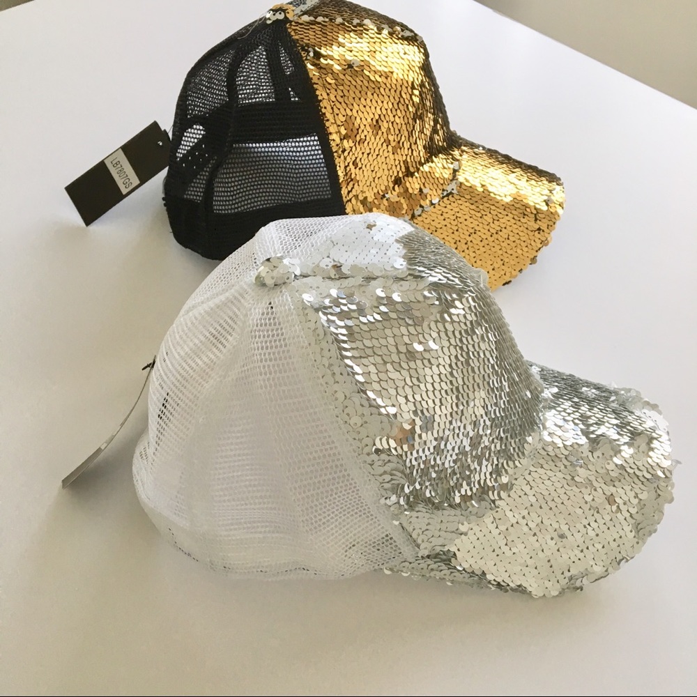 METALLIC SEQUINS BASEBALL CAP - WHITE SILVER - Picture 2 of 6